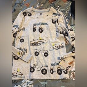 Tea collection Gray Long Sleeve Shirt with Vehicle Print